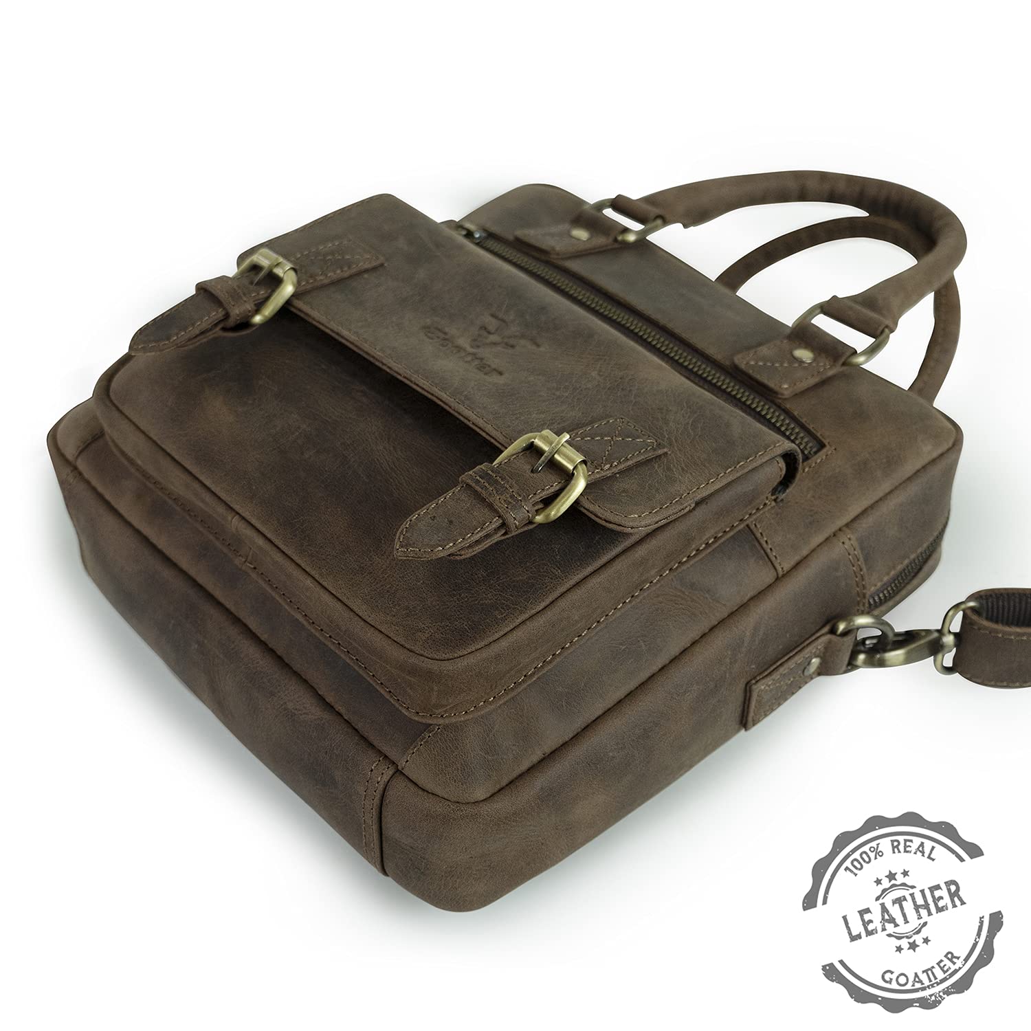 Goatter Men’s Hunter Leather Multi Pocket Messenger Sling Bag