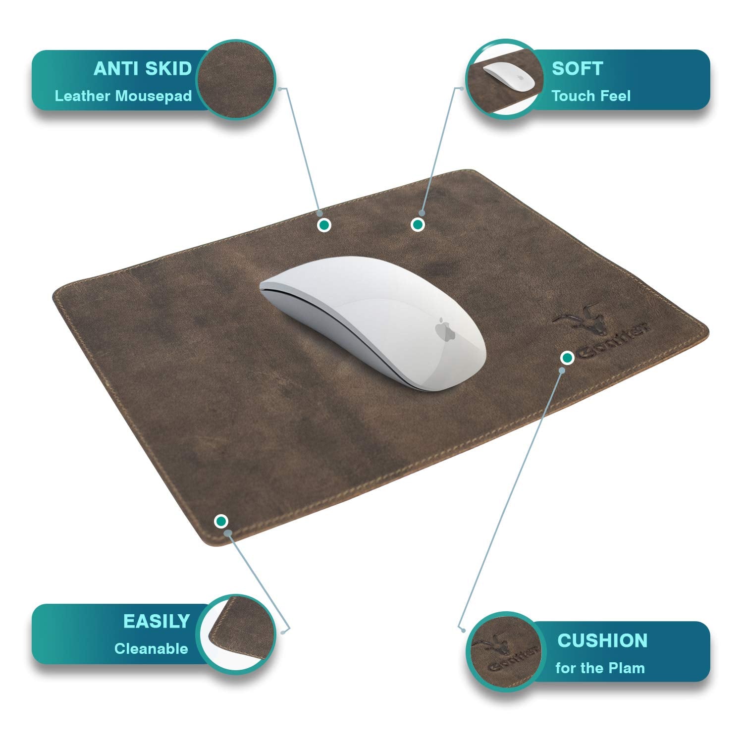 Goatter Hunter Leather Mouse Pad, Standard Size