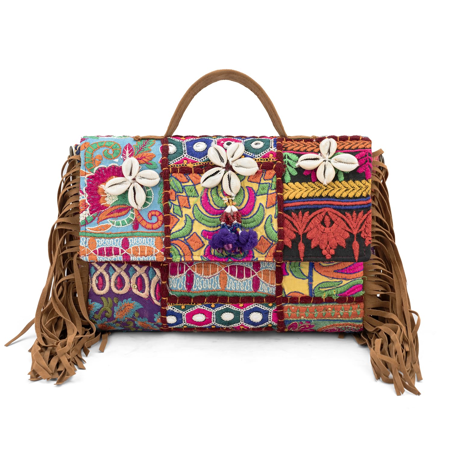 Goatter Handtooled Assorted Design Multi color Banjara Sling And Cross Body Bag For Girls And Women