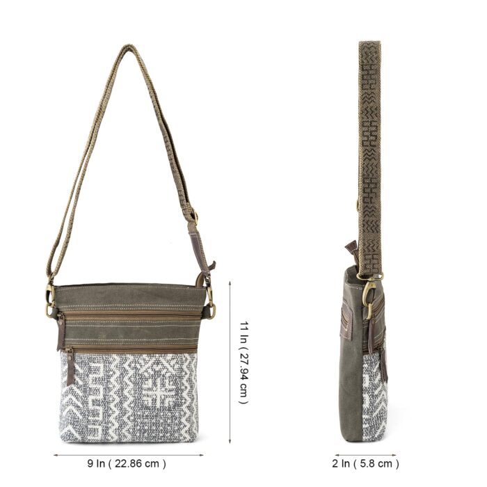 Goatter Cotton Dari And Leather Material Messenger Sling Bag For Women,