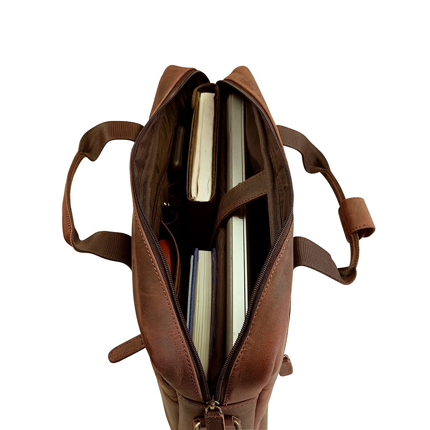 Goatter Hunter Leather  Multi Pockets Office Laptop Messenger Bag For Men