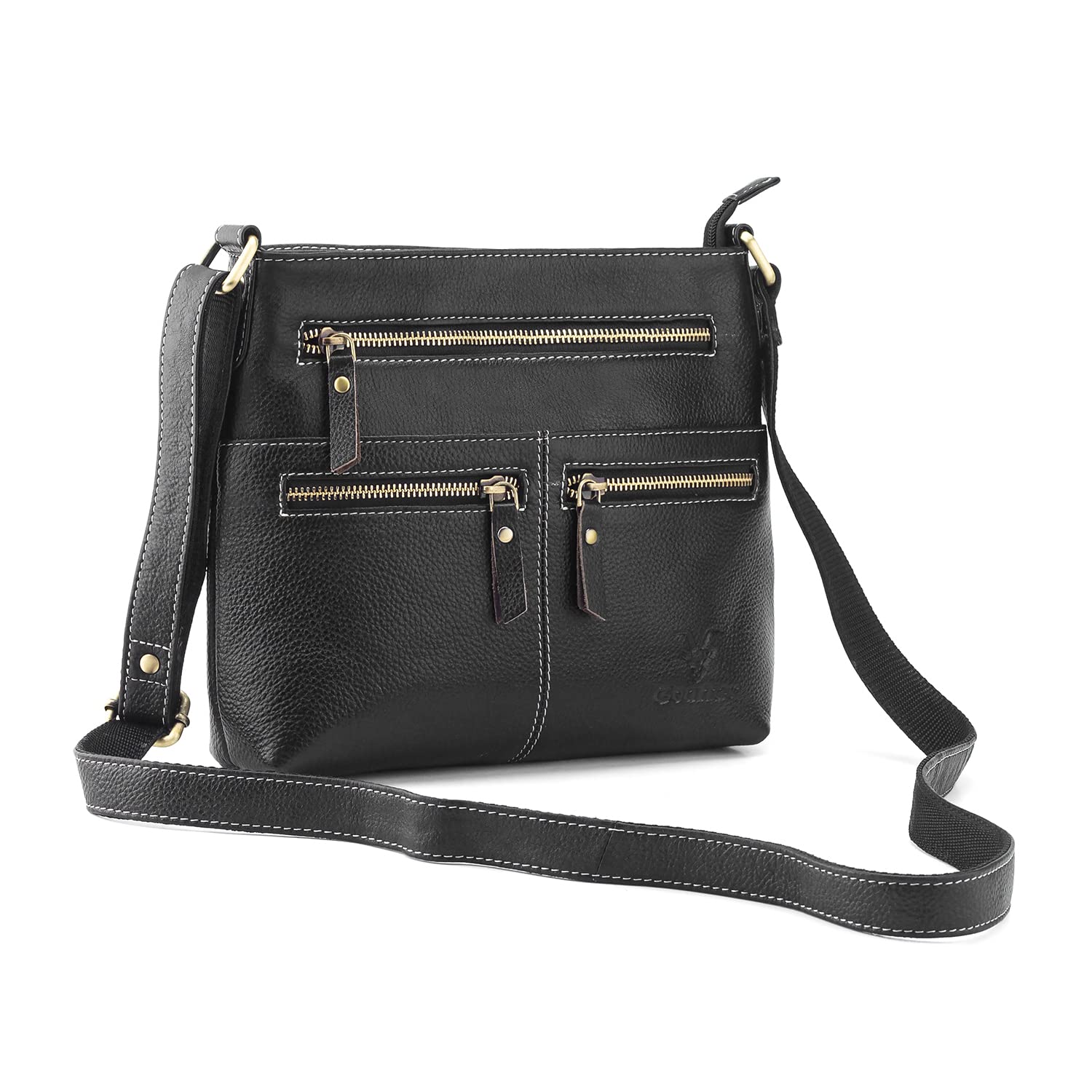 Goatter Genuine Soft Leather Daily Docket 10" Inch Sling Cross-Body Bag for Girls And Women,