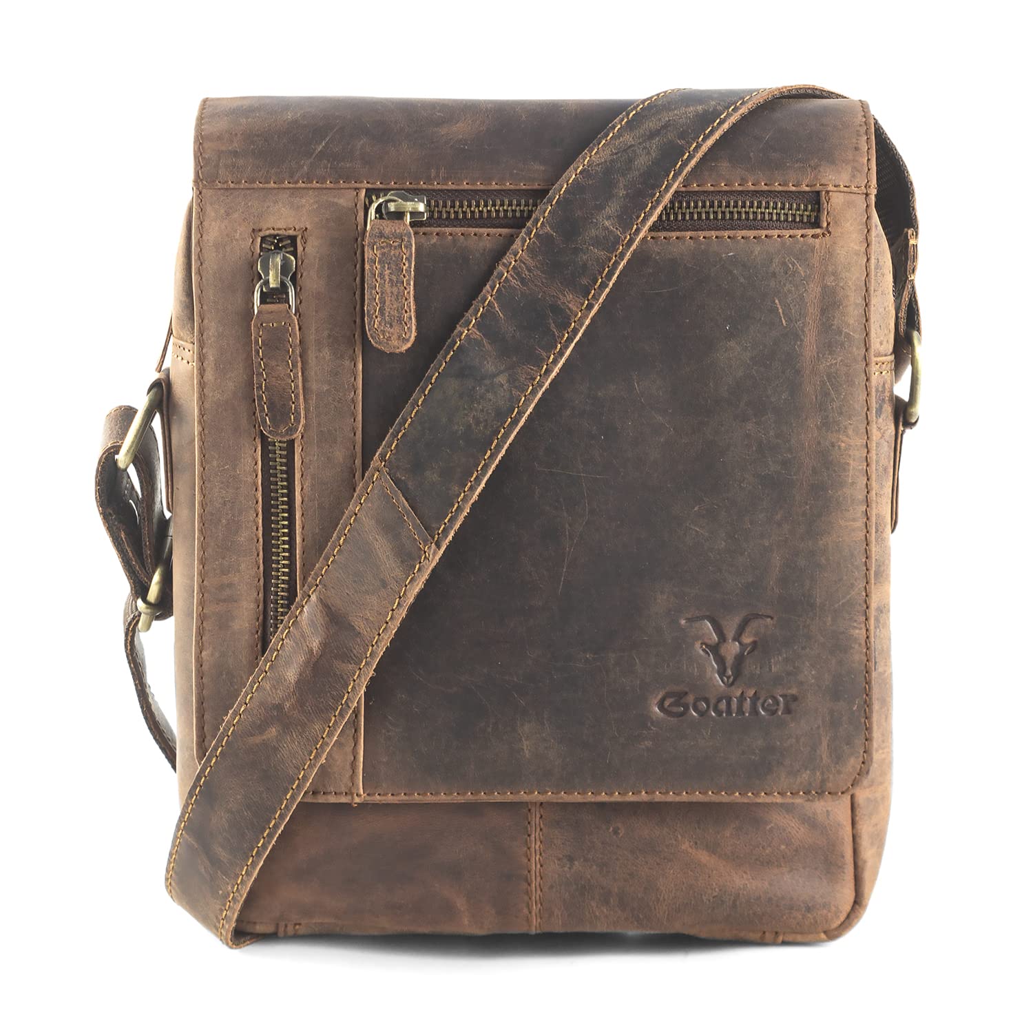 Goatter Men's Hunter Leather Messenger Sling Bag
