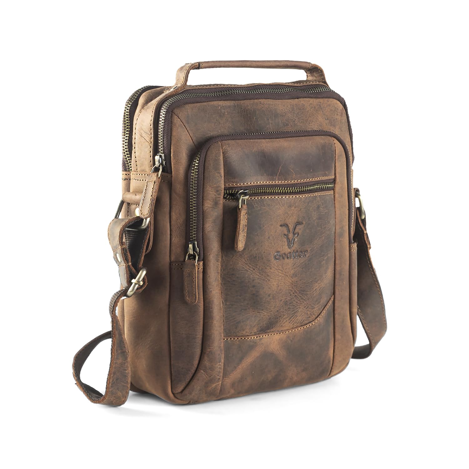 Goatter Men's Hunter Leather 11" Inch Messenger Bag