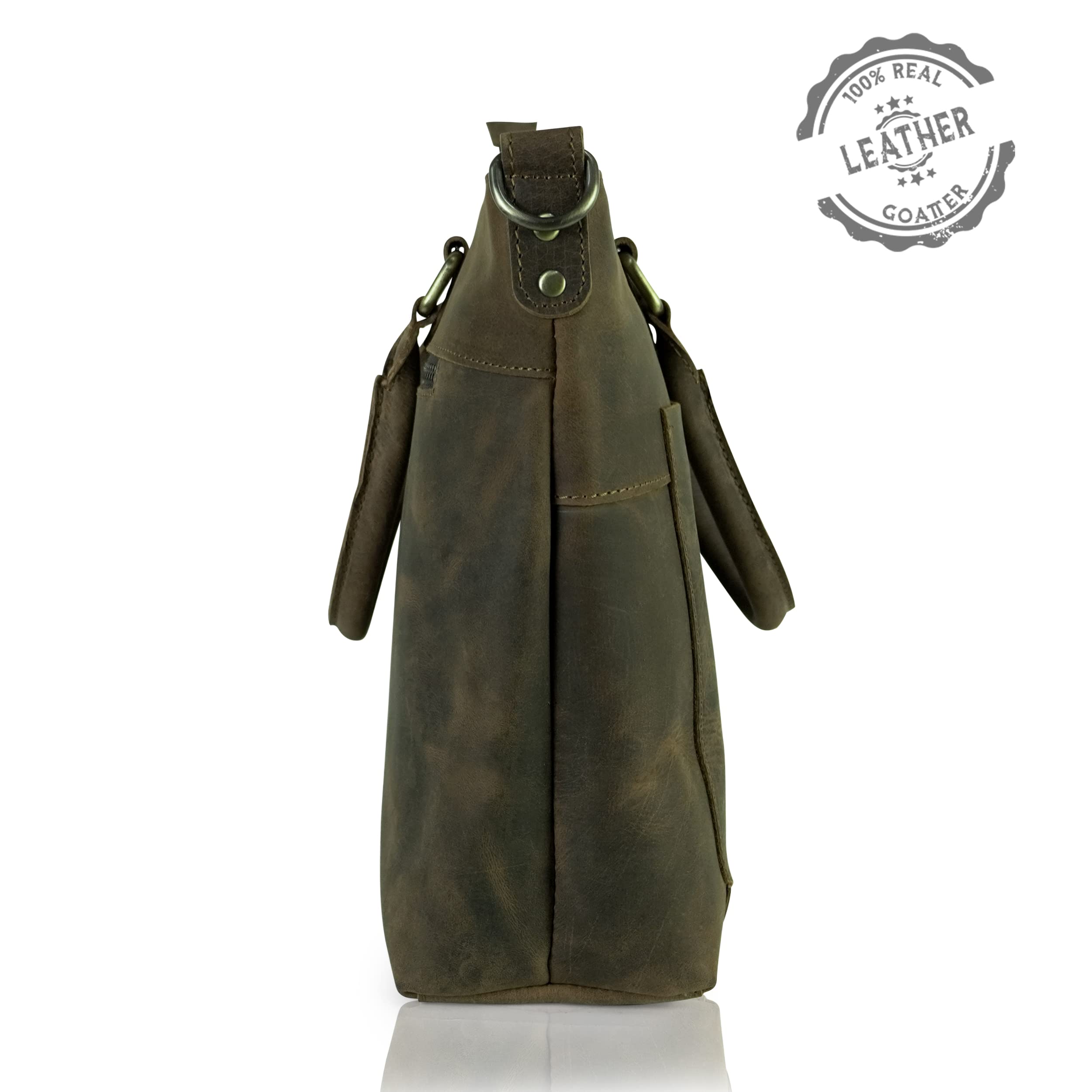 Goatter Hunter Leather Unisex 13.6" Laptop Messenger Bag
