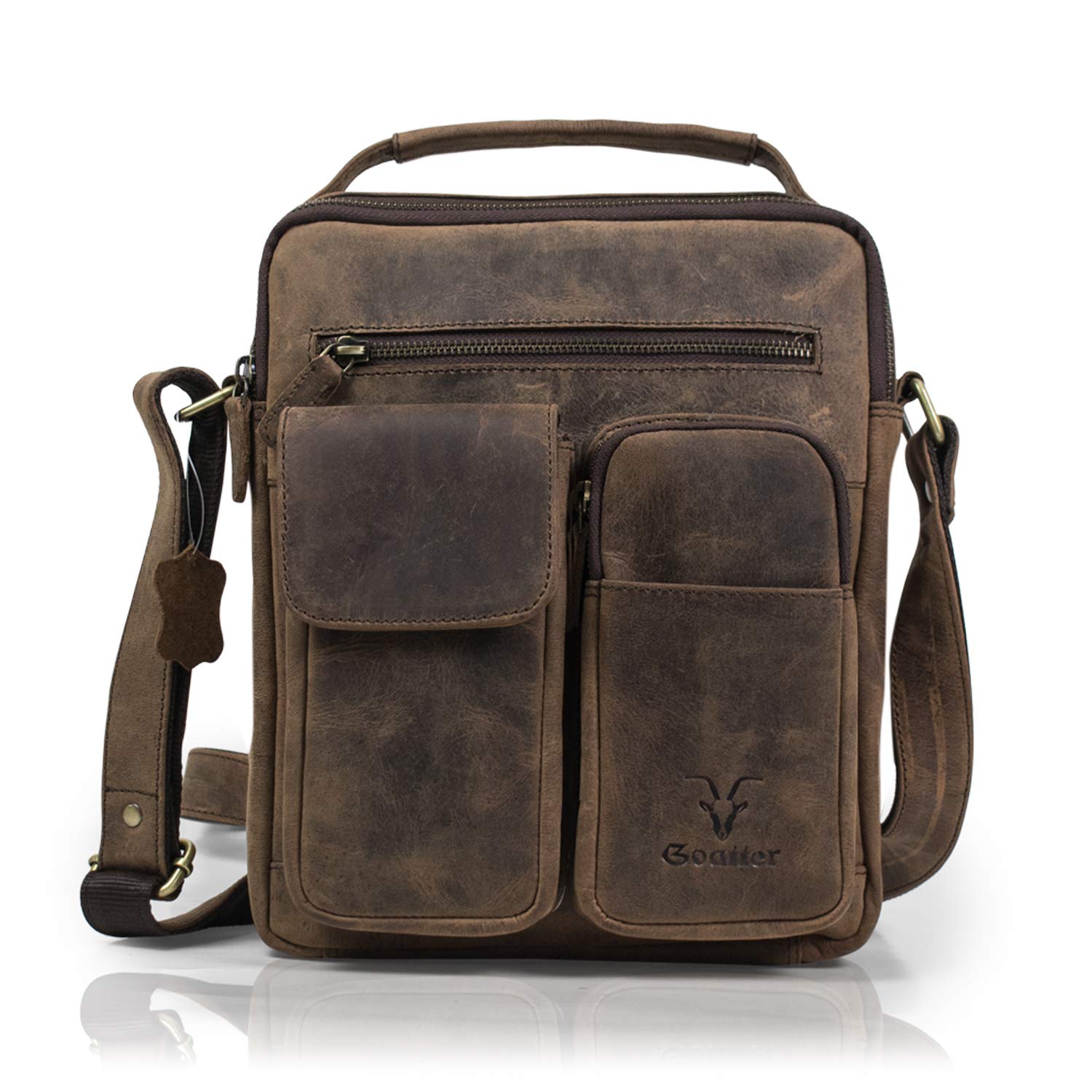 Goatter Hunter Leather Men's Multi Pocket 11" Inch Messenger Bag