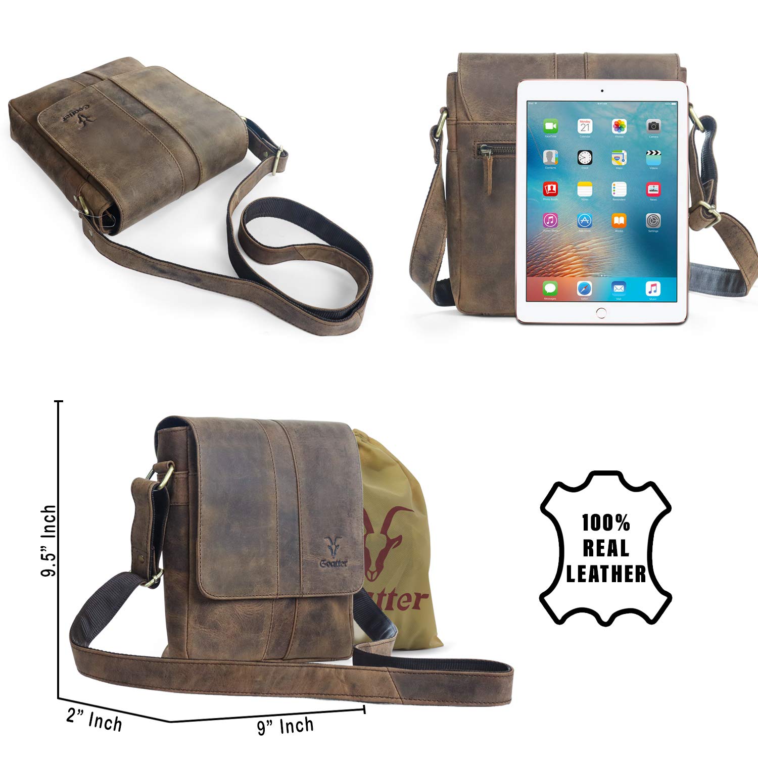 Goatter Men's Hunter Leather Messenger Bag