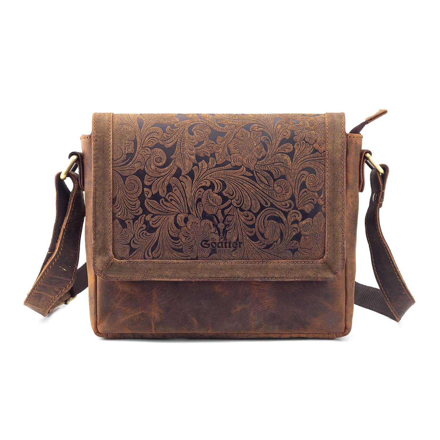 Goatter Hunter Leather Floral Sling Bag for Girls and Women