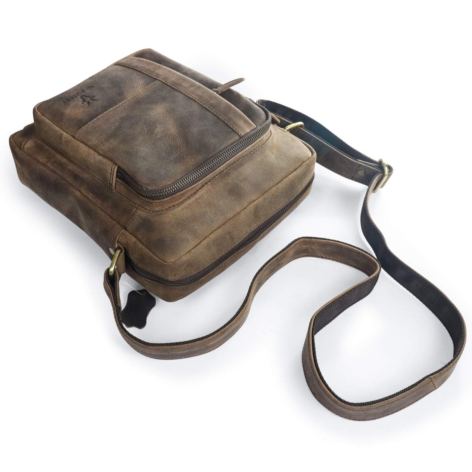 Goatter Men's Hunter Leather Multi Pockets 11″ Messenger Bag