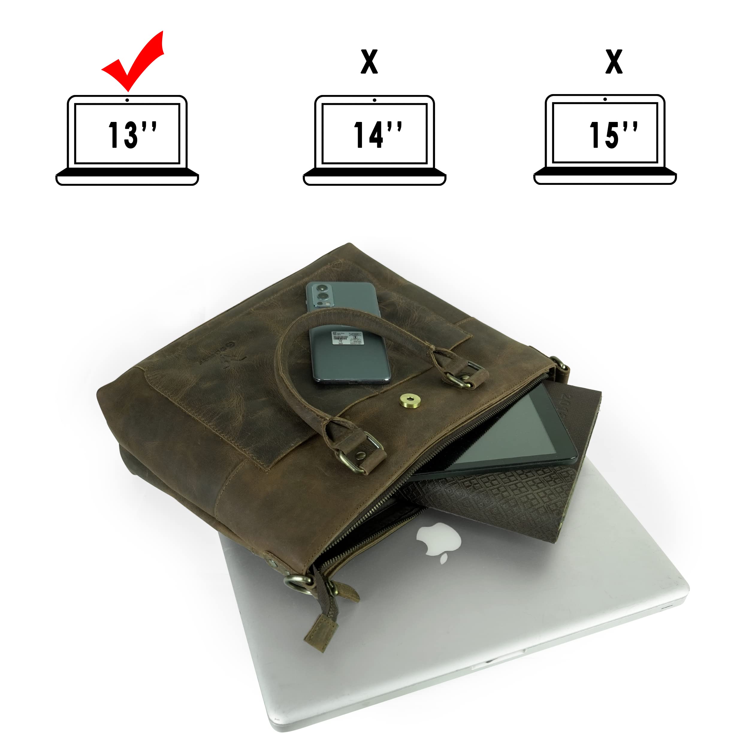 Goatter Hunter Leather Unisex 13.6" Laptop Messenger Bag