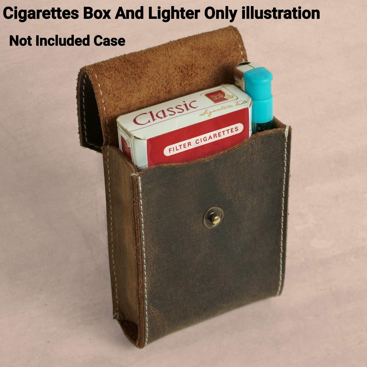 Goatter Leather Material Mens Cigarette & Lighter Cover,
