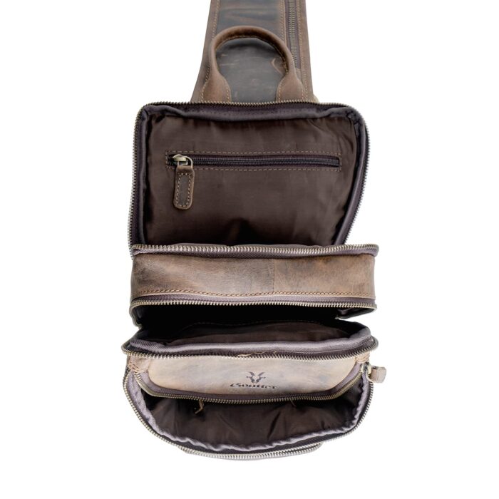 Goatter Hunter Leather Coffee Brown Men's Chest Bag/Backpack