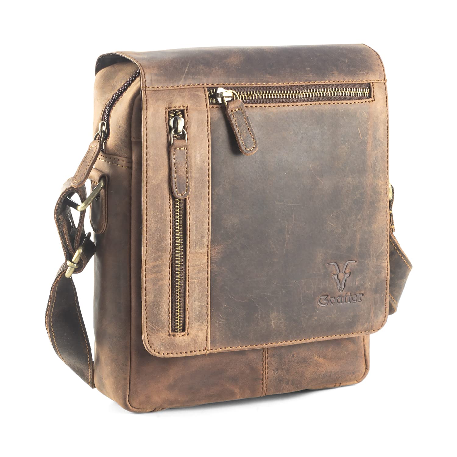 Goatter Men's Hunter Leather Messenger Sling Bag