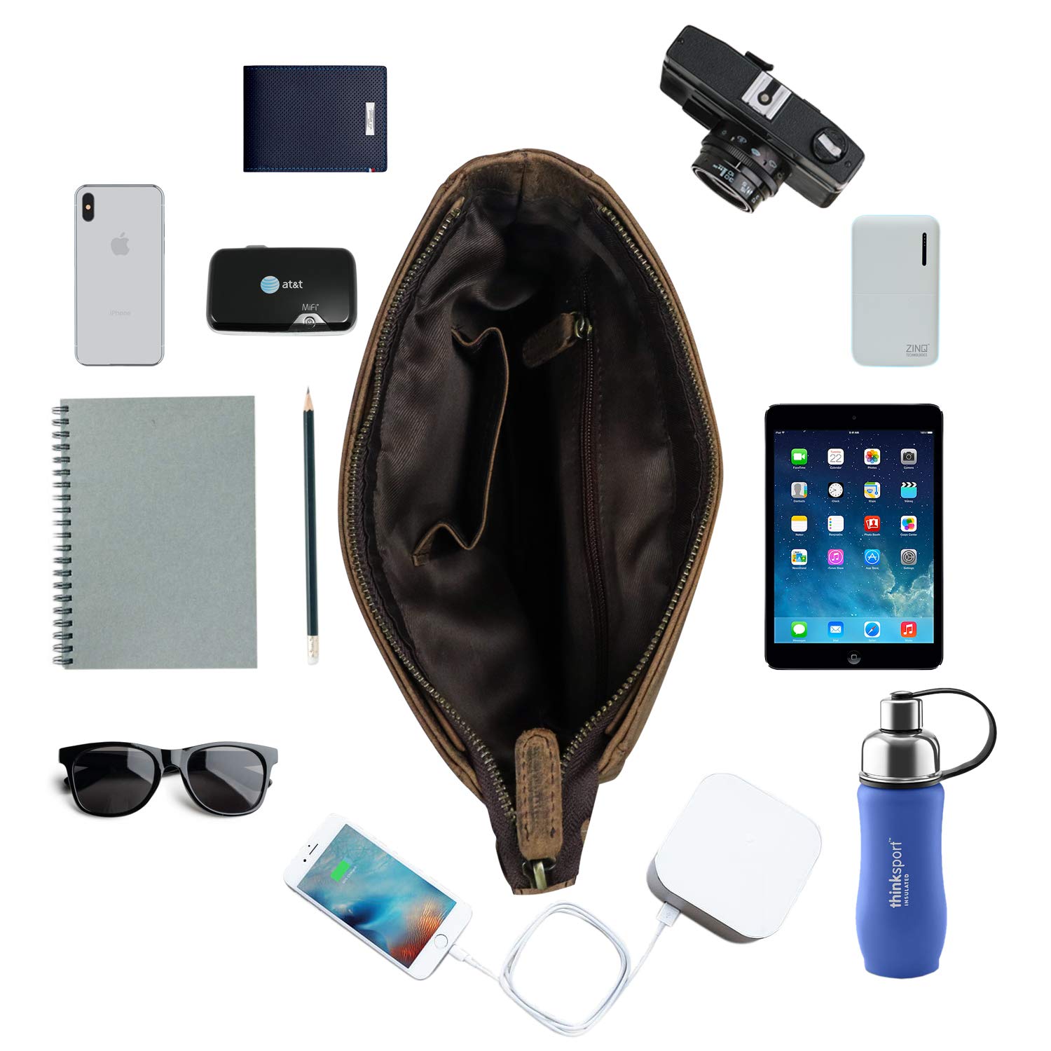 Goatter Men's Hunter Leather Messenger Bag