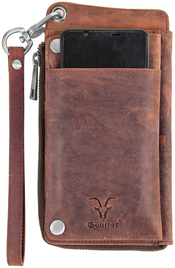 Goatter Hunter Leather Phone, Card & Passport Holder Wallet