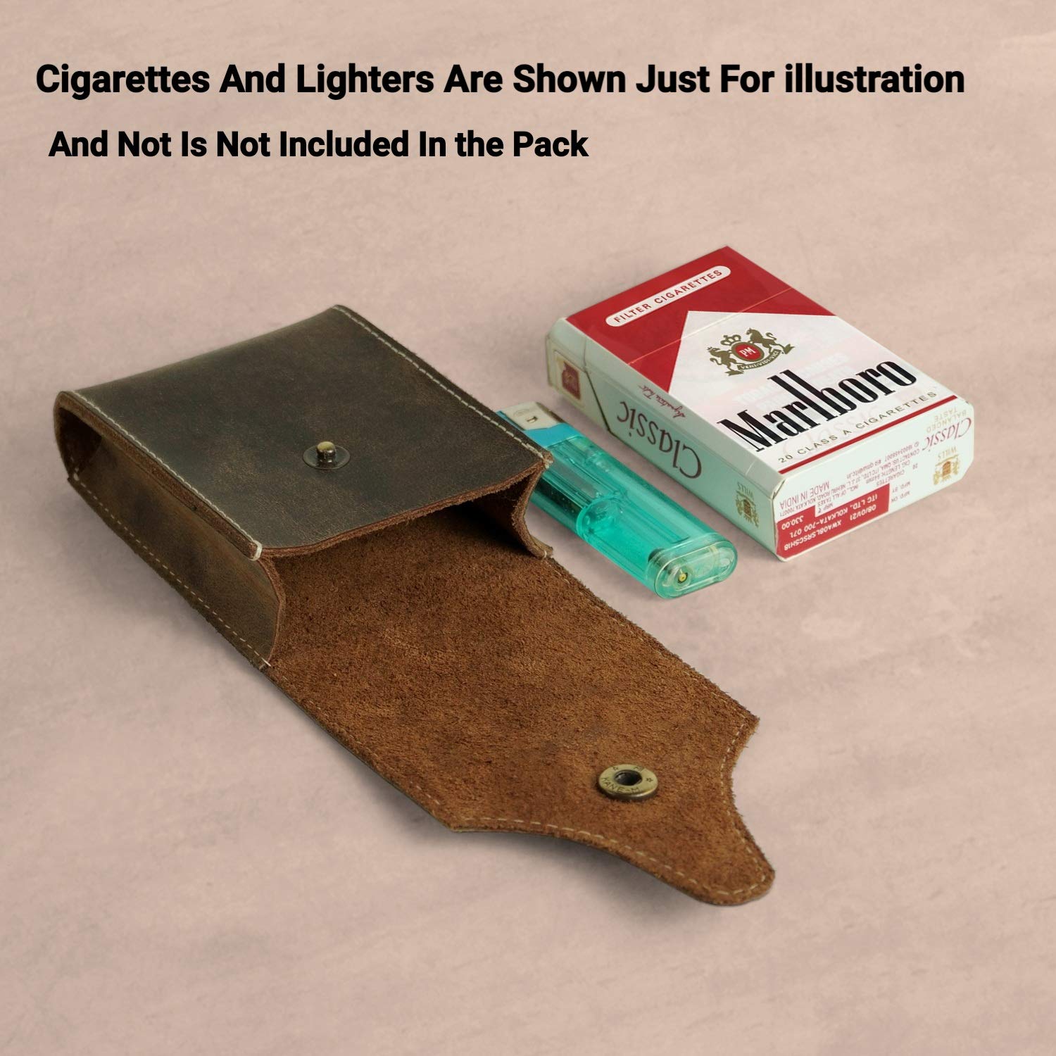 Goatter Leather Material Mens Cigarette & Lighter Cover,