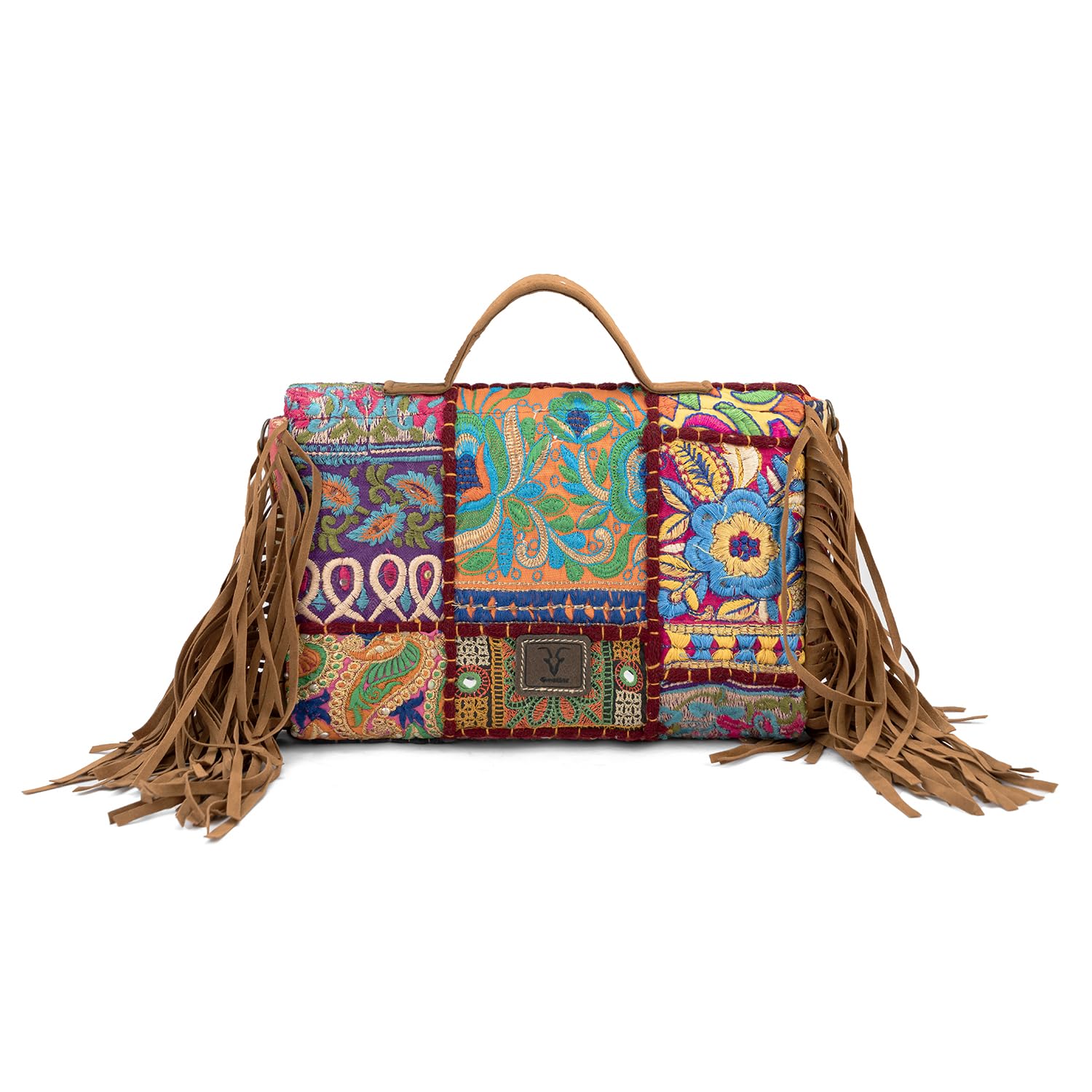 Goatter Handtooled Assorted Design Multi color Banjara Sling And Cross Body Bag For Girls And Women