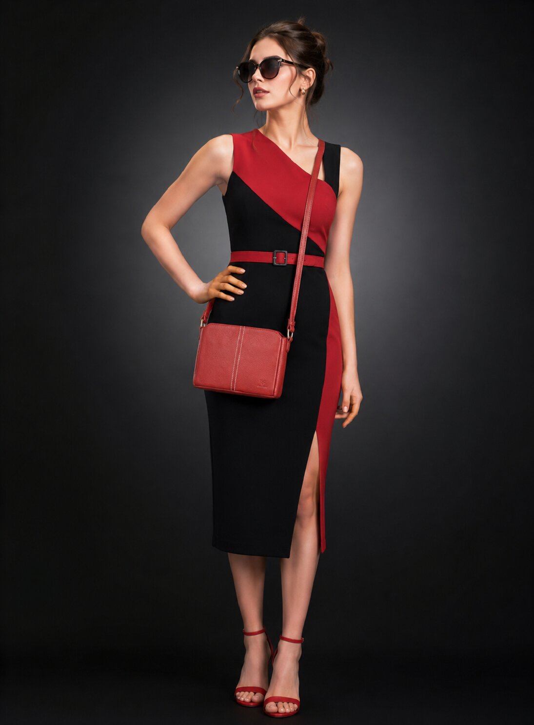 Goatter Genuine Leather Structured Sling Bag | Elegant Square Crossbody Bag for Daily Use
