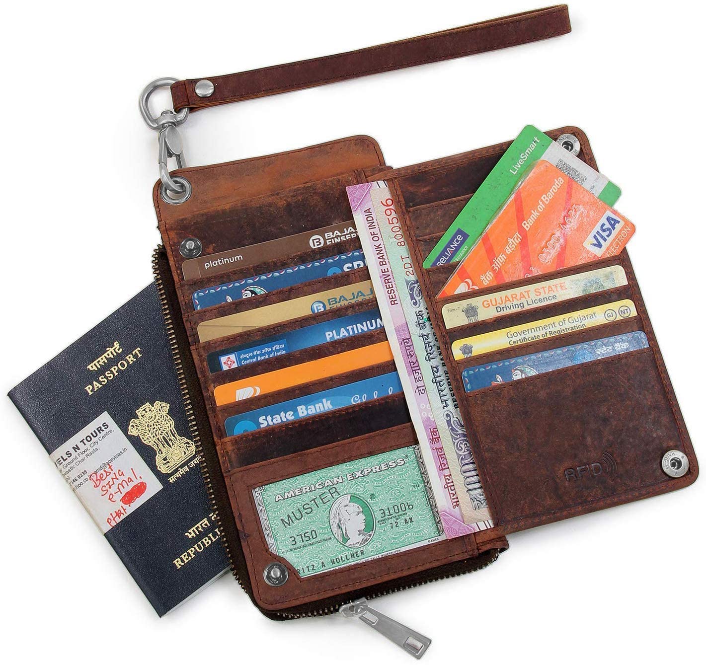 Goatter Hunter Leather Phone, Card & Passport Holder Wallet