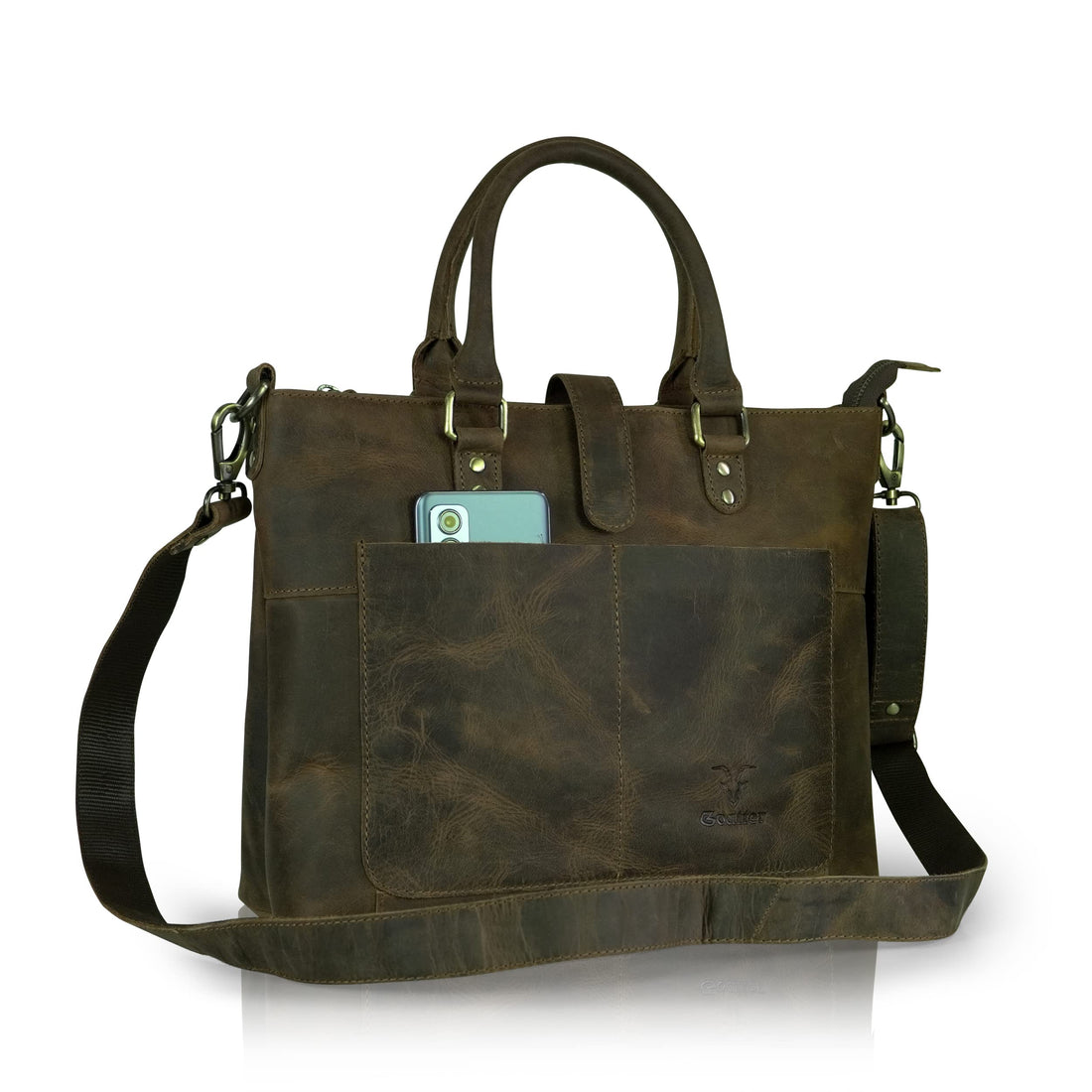Goatter Hunter Leather Unisex 13.6" Laptop Messenger Bag
