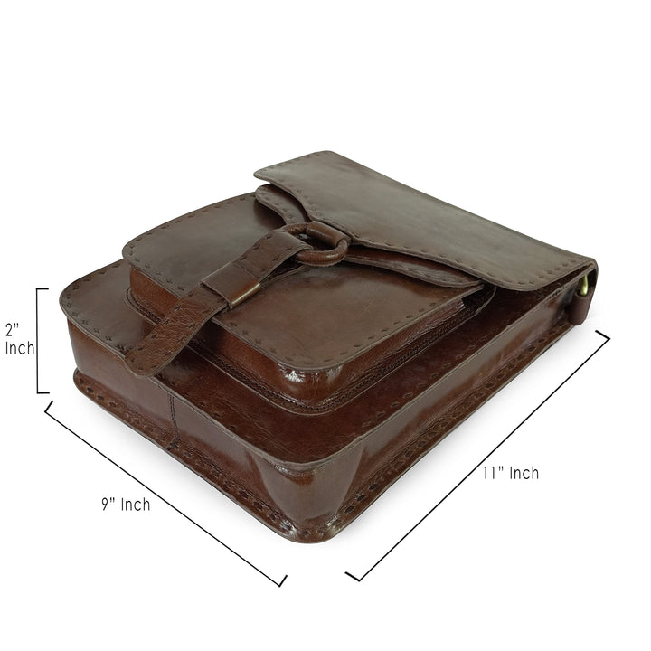 Goatter Genuine Leather Handmade 11" Shoulder Cross body Travel Messenger Bag for Unisex