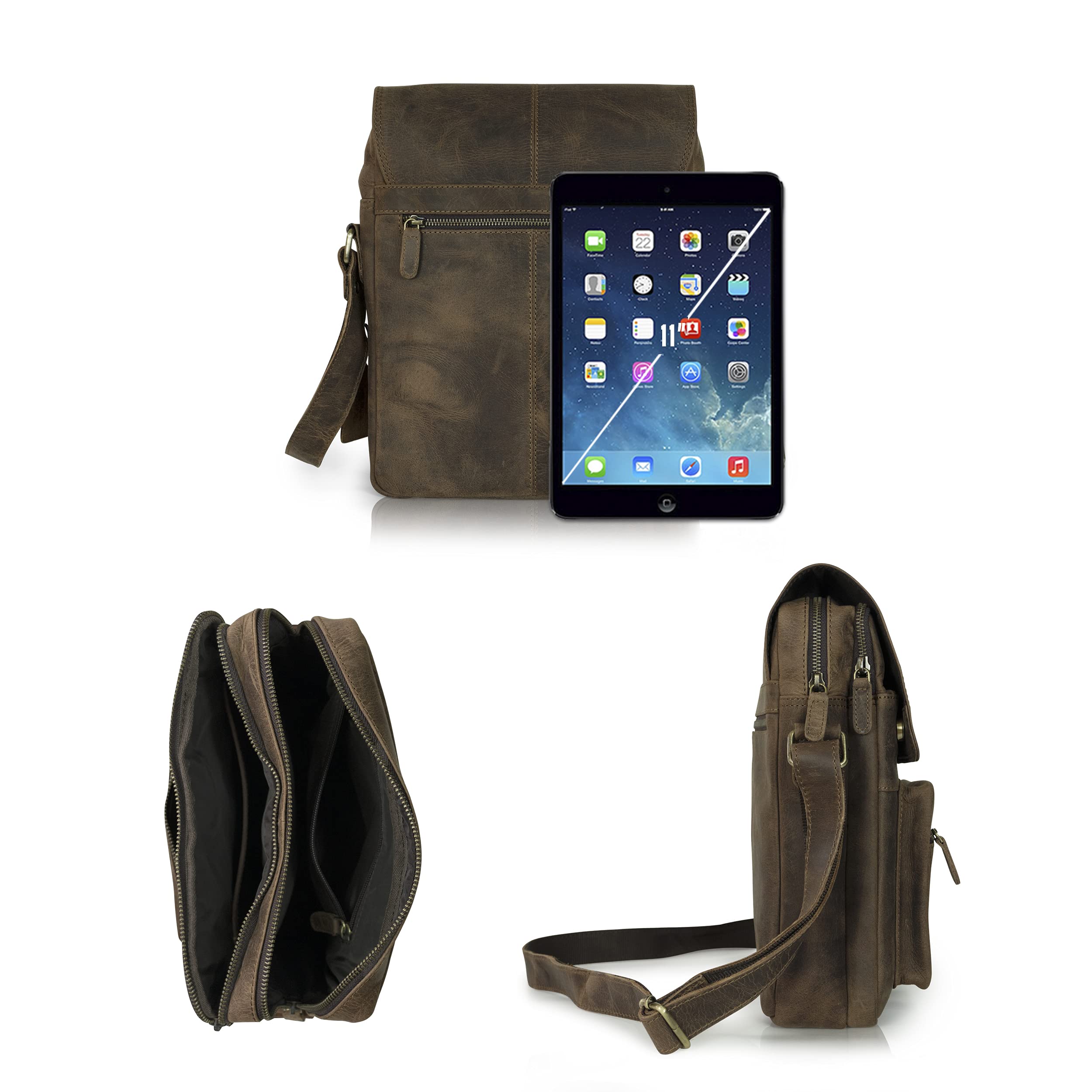 Goatter Hunter Leather 13″ Messenger Sling Bags