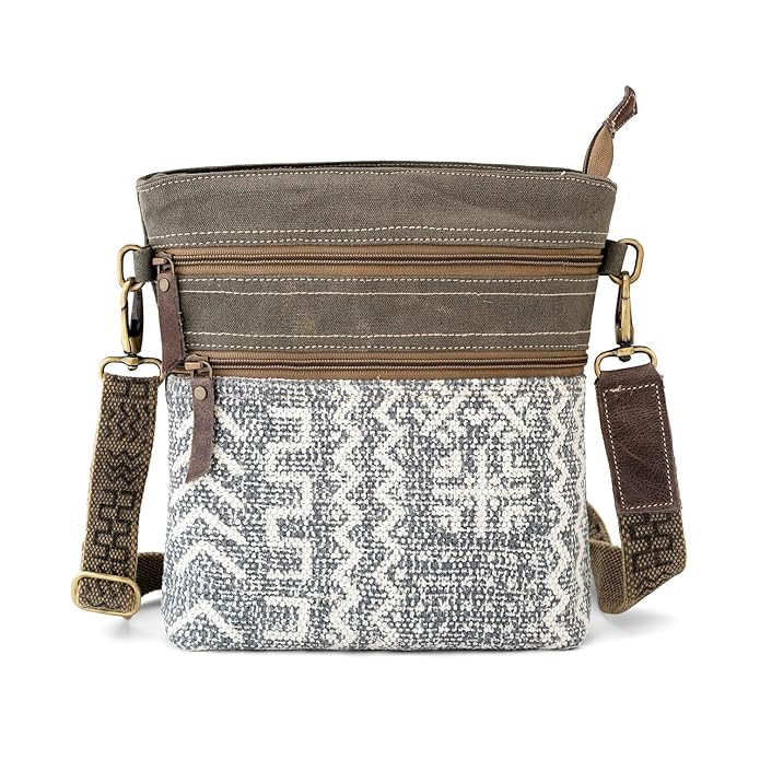 oatter Cotton Dari And Leather Material Messenger Sling Bag