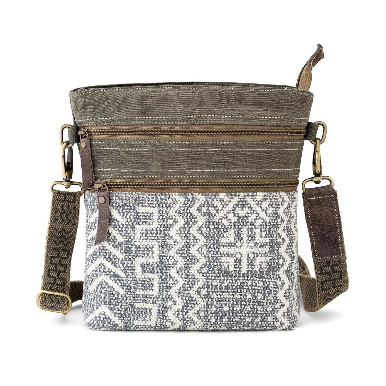 Goatter Cotton Dari And Leather Material Messenger Sling Bag For Women,