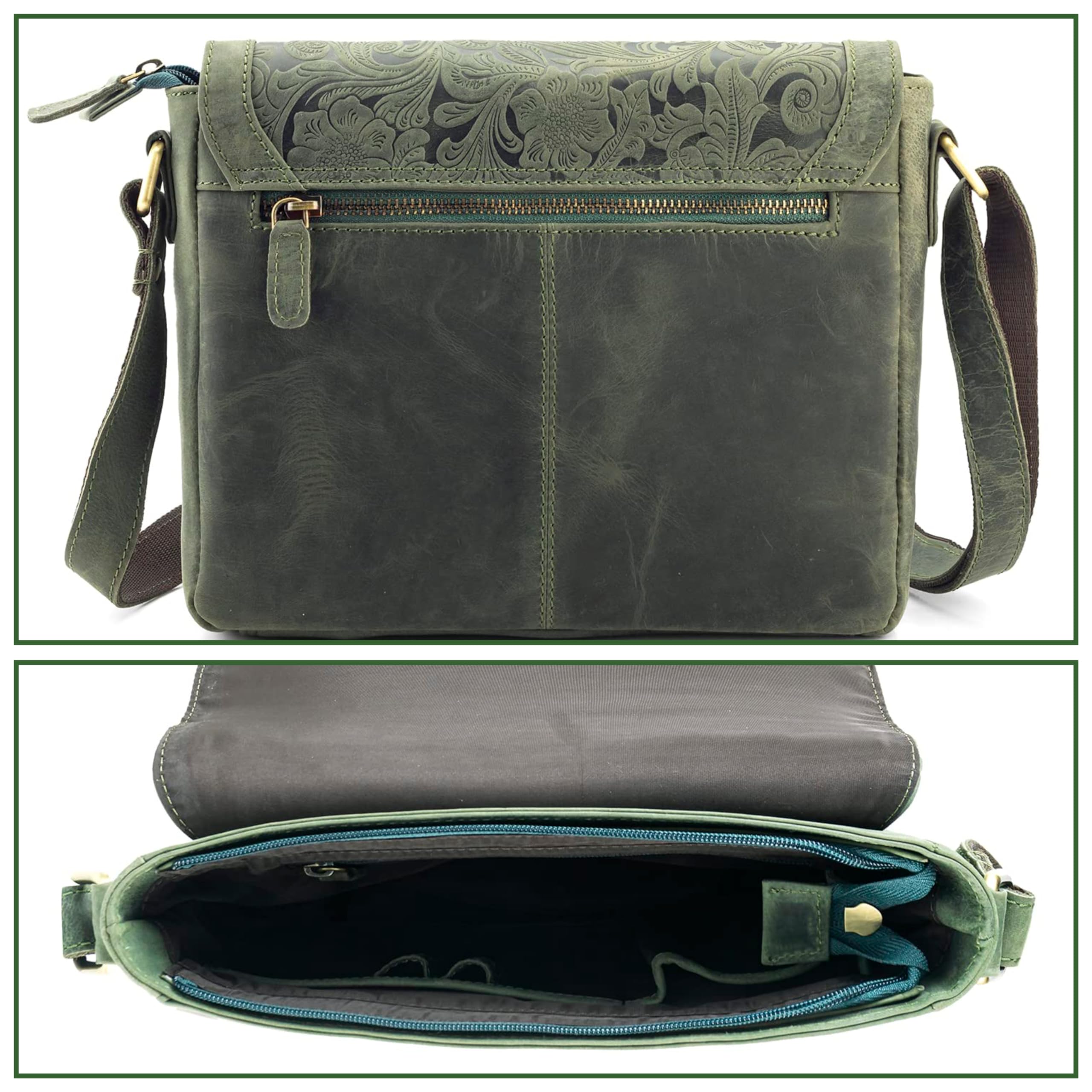 Goatter Hunter Leather Floral Sling Bag for Girls and Women