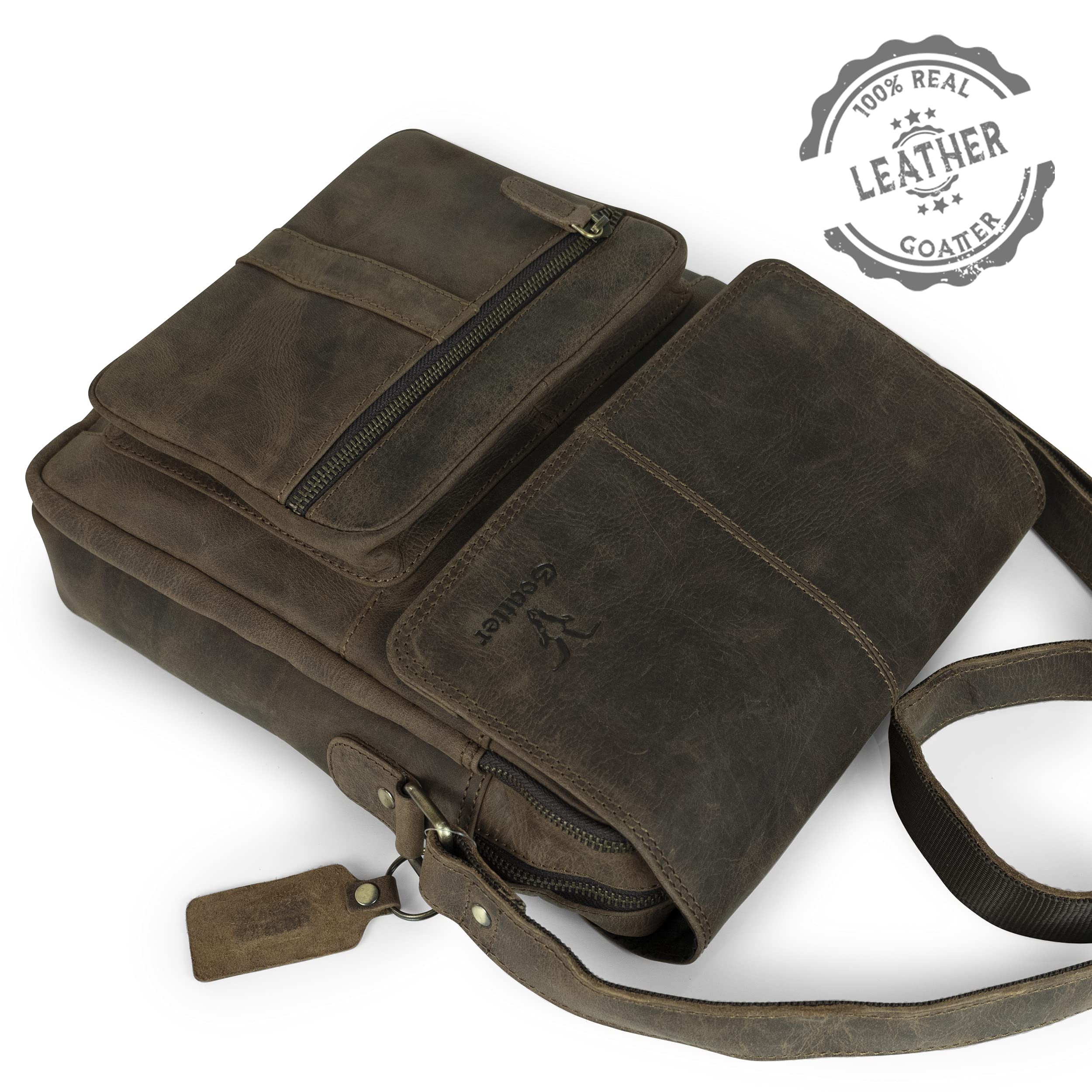 Goatter Hunter Leather 13″ Messenger Sling Bags