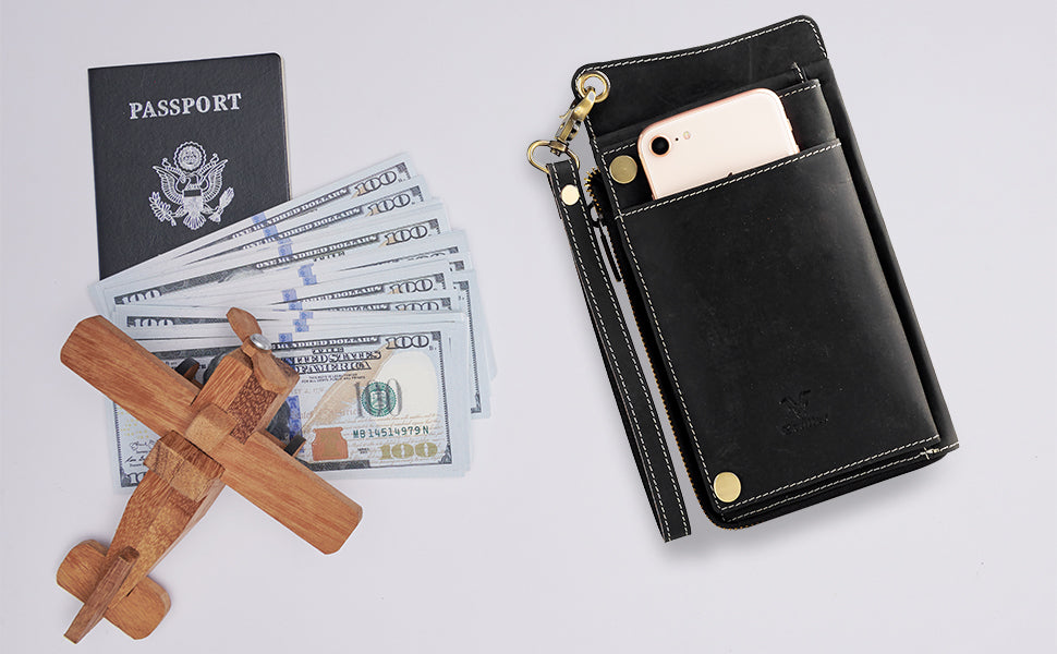 Goatter Hunter Leather Phone, Card & Passport Holder Wallet
