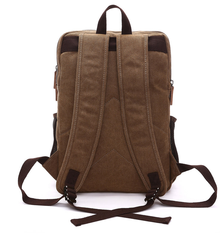 Goatter Canvas And Leather Material Multi Pocket Travel Laptop Backpack For Men For Travel, Hiking, Work - Goatter