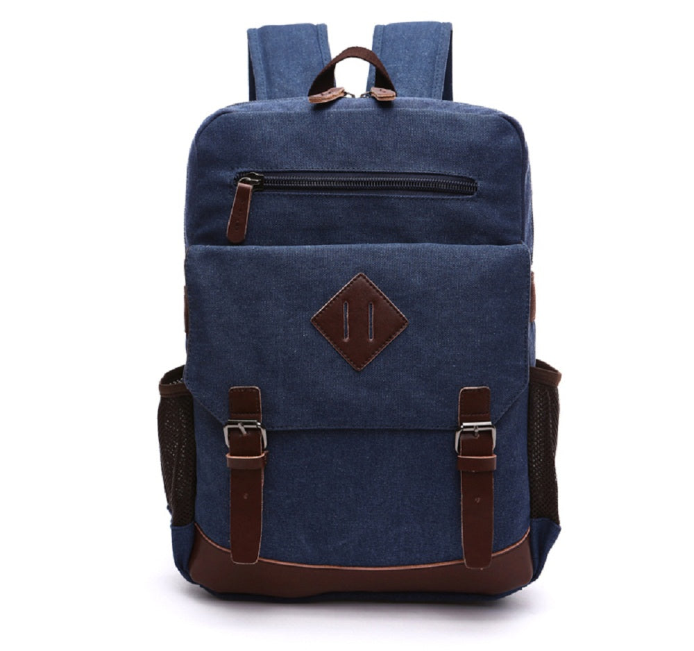 Goatter Canvas And Leather Material Multi Pocket Travel Laptop Backpack For Men For Travel, Hiking, Work - Goatter