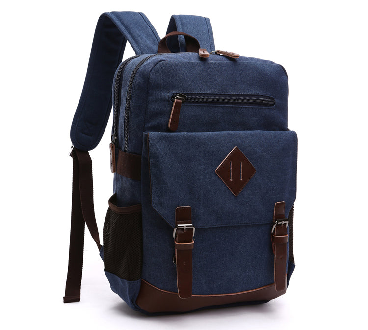 Goatter Canvas And Leather Material Multi Pocket Travel Laptop Backpack For Men For Travel, Hiking, Work - Goatter