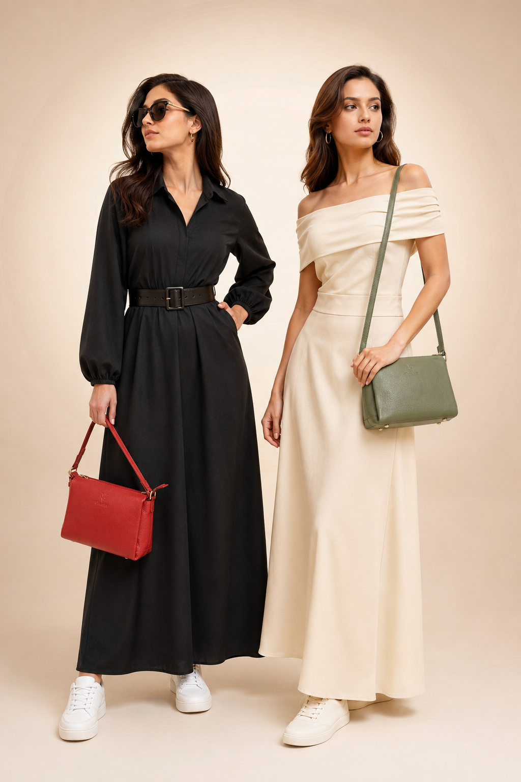Goatter Genuine Leather Slim Rectangular Sling Bag for Women | Elegant Crossbody Purse | Multi Compartment Bag
