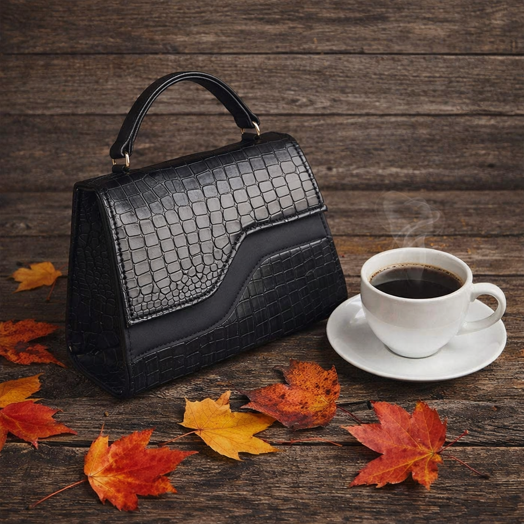 Goatter Genuine Leather Handbag for Women | Luxury Crocodile Texture Satchel Bag