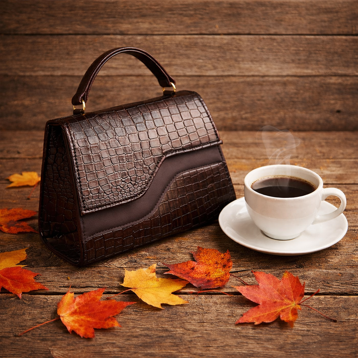 Goatter Genuine Leather Handbag for Women | Luxury Crocodile Texture Satchel Bag