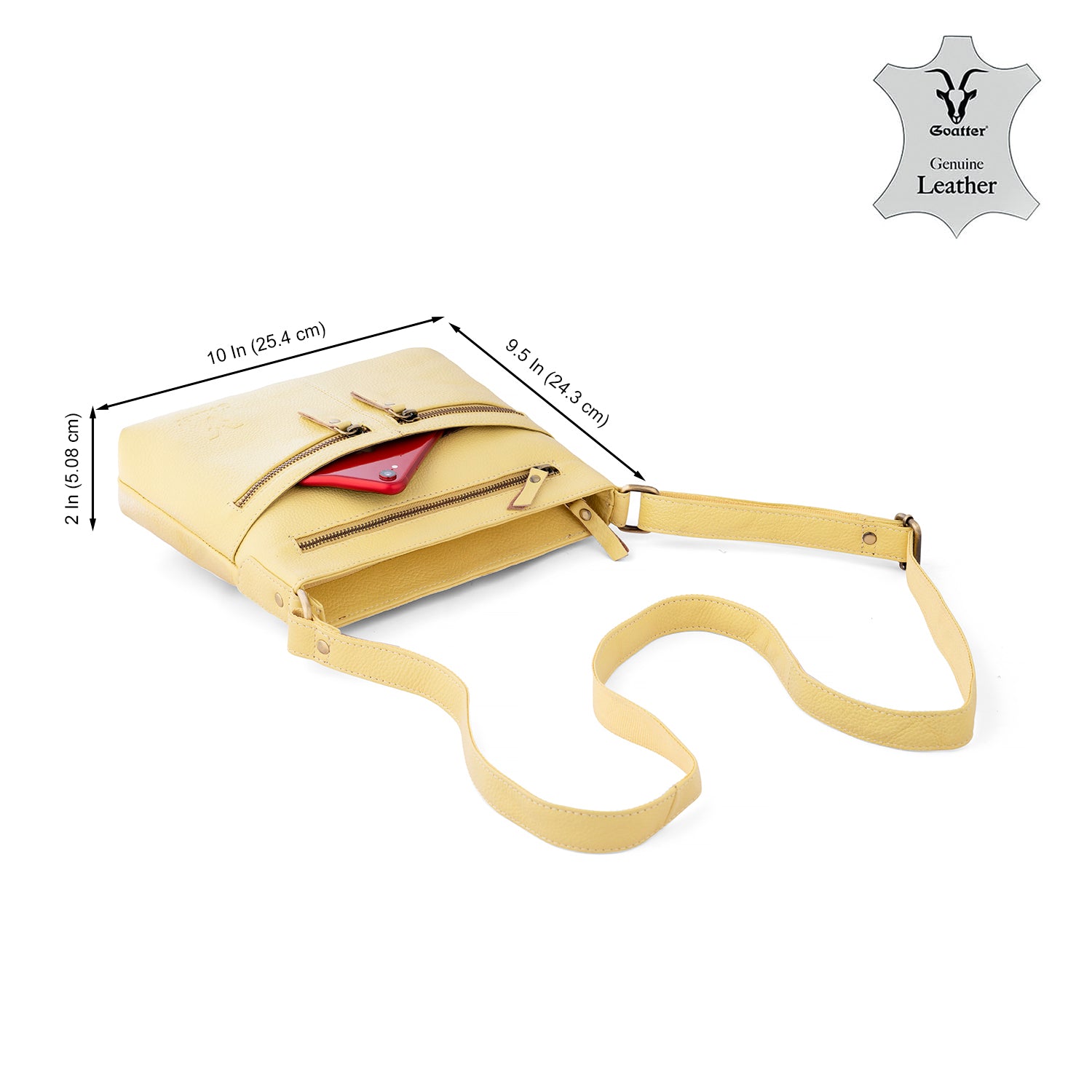 Goatter Genuine Soft Leather Daily Docket 10" Inch Sling Cross-Body Bag for Girls And Women,