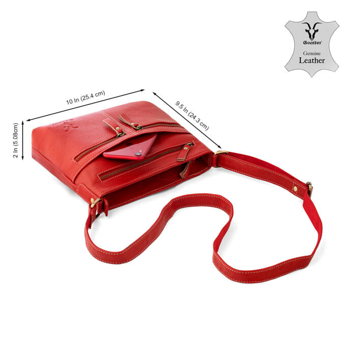 Goatter Genuine Soft Leather Daily Docket 10" Inch Sling Cross-Body Bag for Girls And Women,