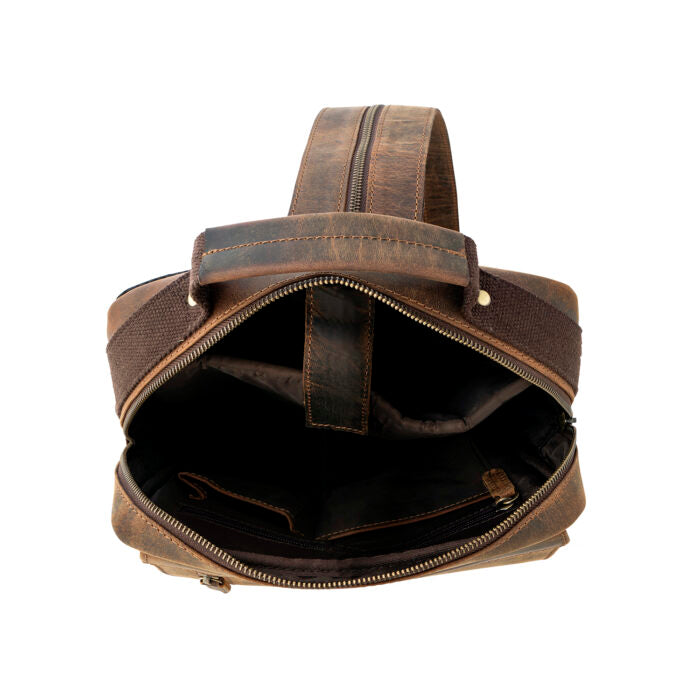 Goatter Men’s Hunter Leather Shoulder Backpack For 13.5″ Laptop.