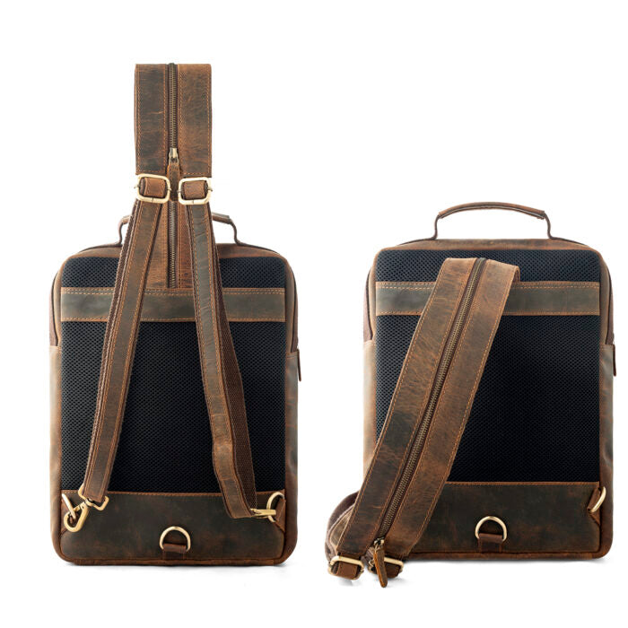 Goatter Men’s Hunter Leather Shoulder Backpack For 13.5″ Laptop.