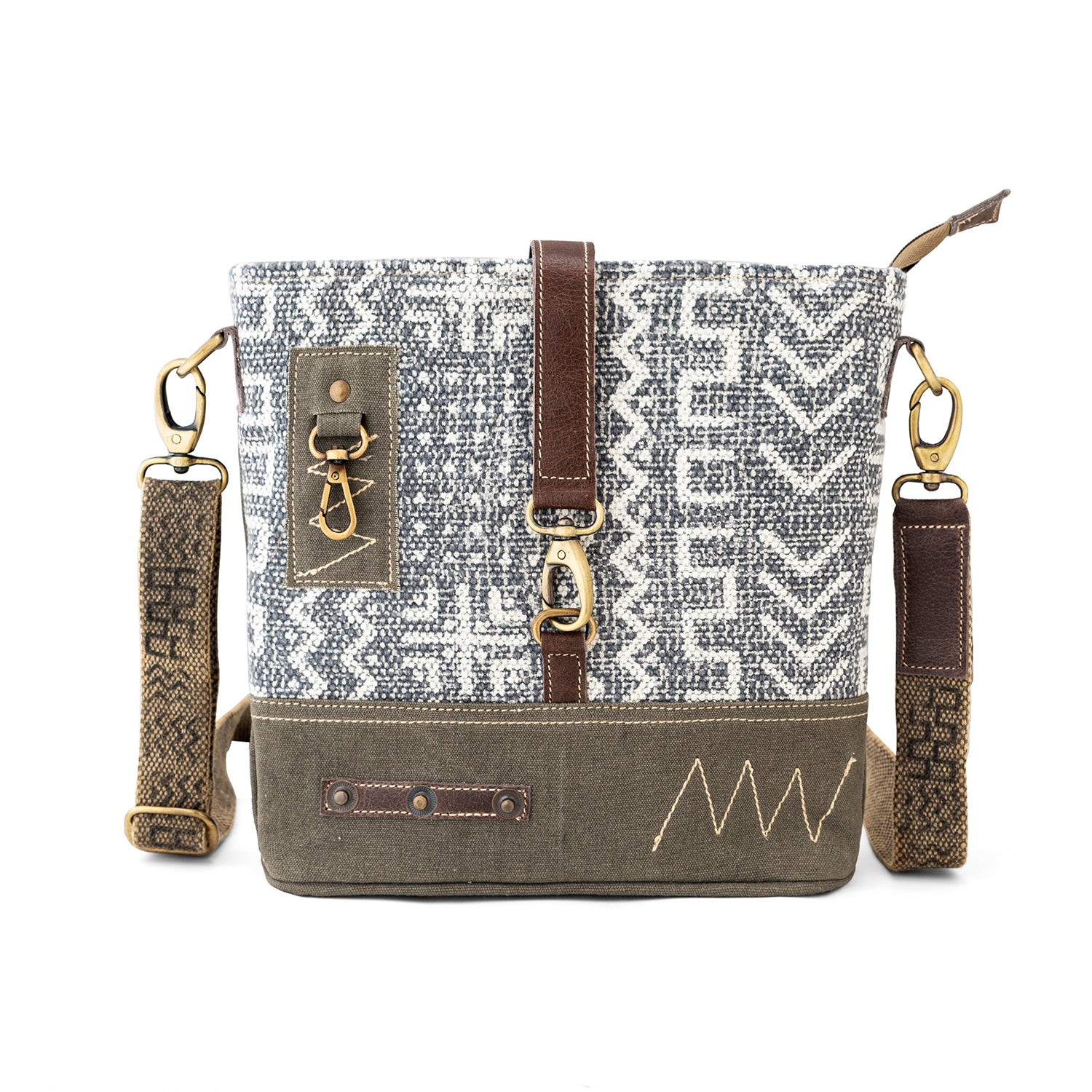 Goatter Cotton Dari And Leather Material Messenger Sling Bag For Women - Goatter