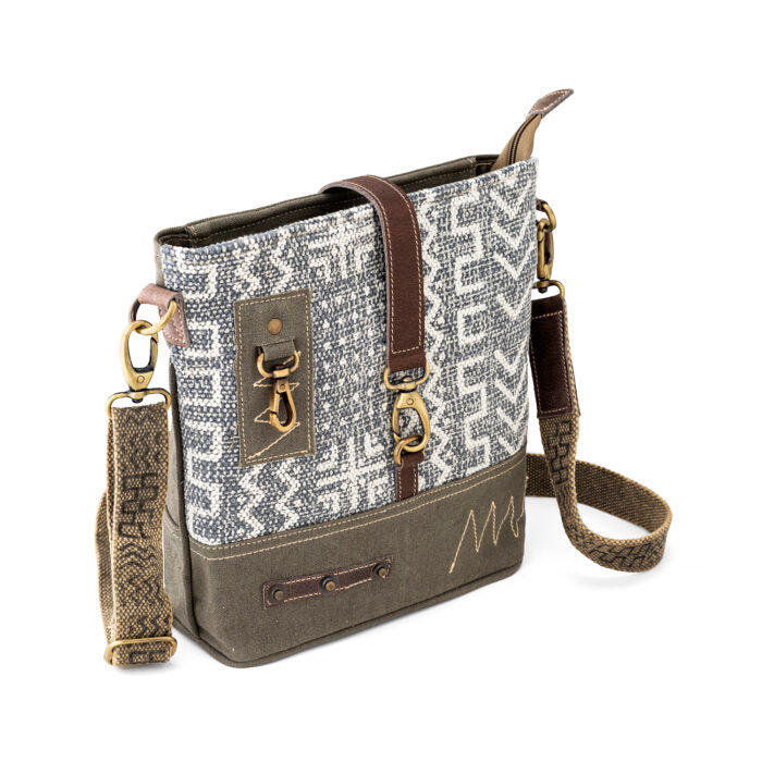 Goatter Cotton Dari And Leather Material Messenger Sling Bag For Women - Goatter