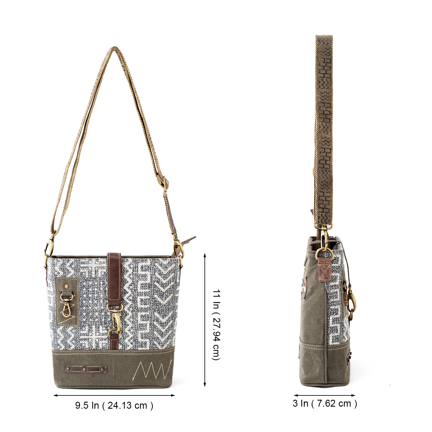 Goatter Cotton Dari And Leather Material Messenger Sling Bag For Women - Goatter