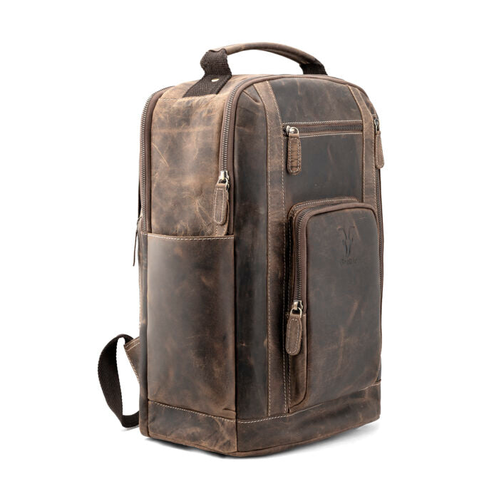 Goatter Men's Hunter Leather Backpack for 16" Laptop Travel Hiking Camping Rucksack - Goatter