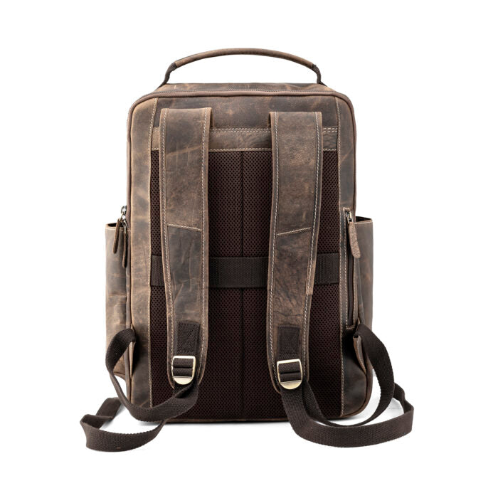 Goatter Men's Hunter Leather Backpack for 16" Laptop Travel Hiking Camping Rucksack - Goatter