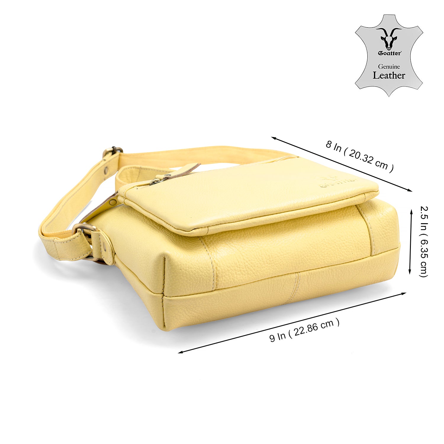 Goatter Genuine Leather 9" Inch Sling Cross-Body Bag For Women's