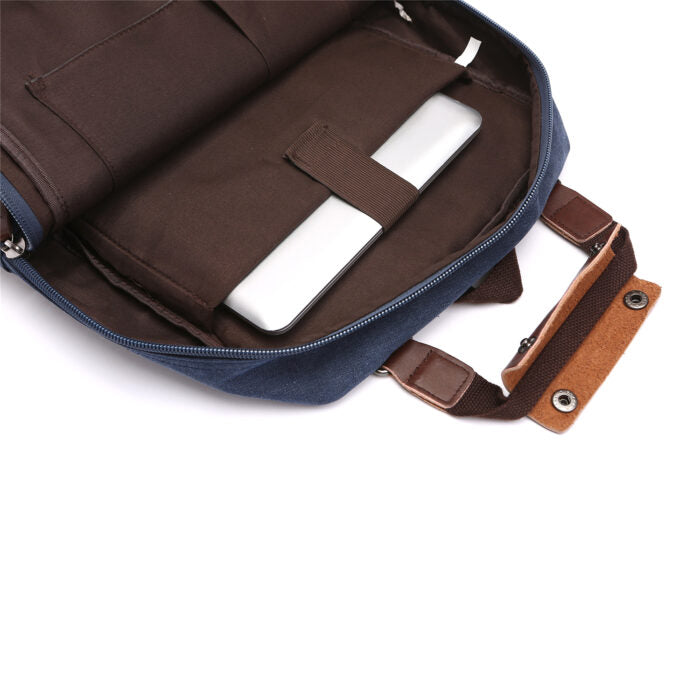 Goatter Canvas And Leather Material Multi Pocket Travel Laptop Backpack For Men For Travel, Hiking,Work