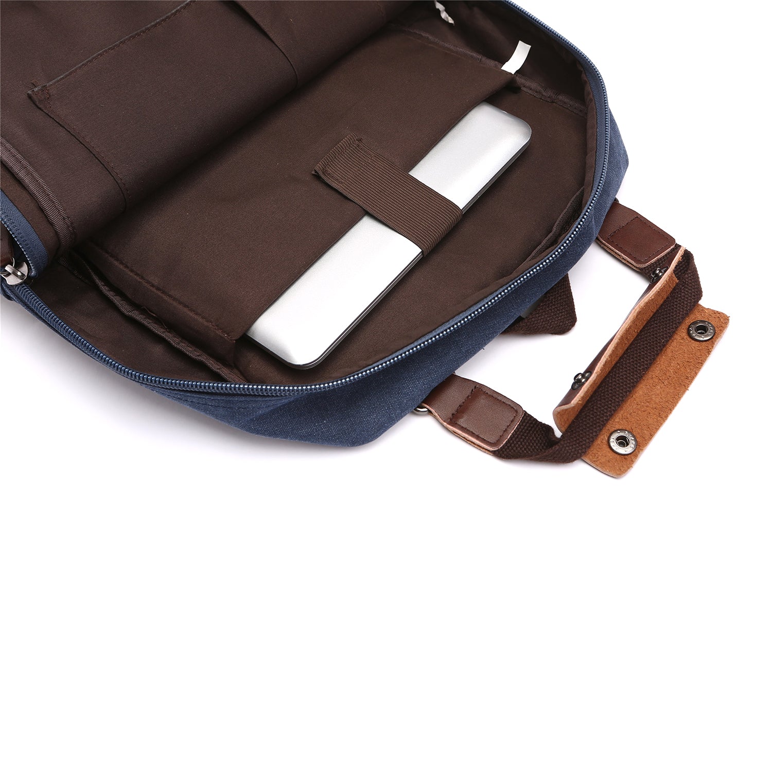 Goatter Canvas And Leather Material Multi Pocket Travel Laptop Backpack For Men For Travel, Hiking, Work - Goatter