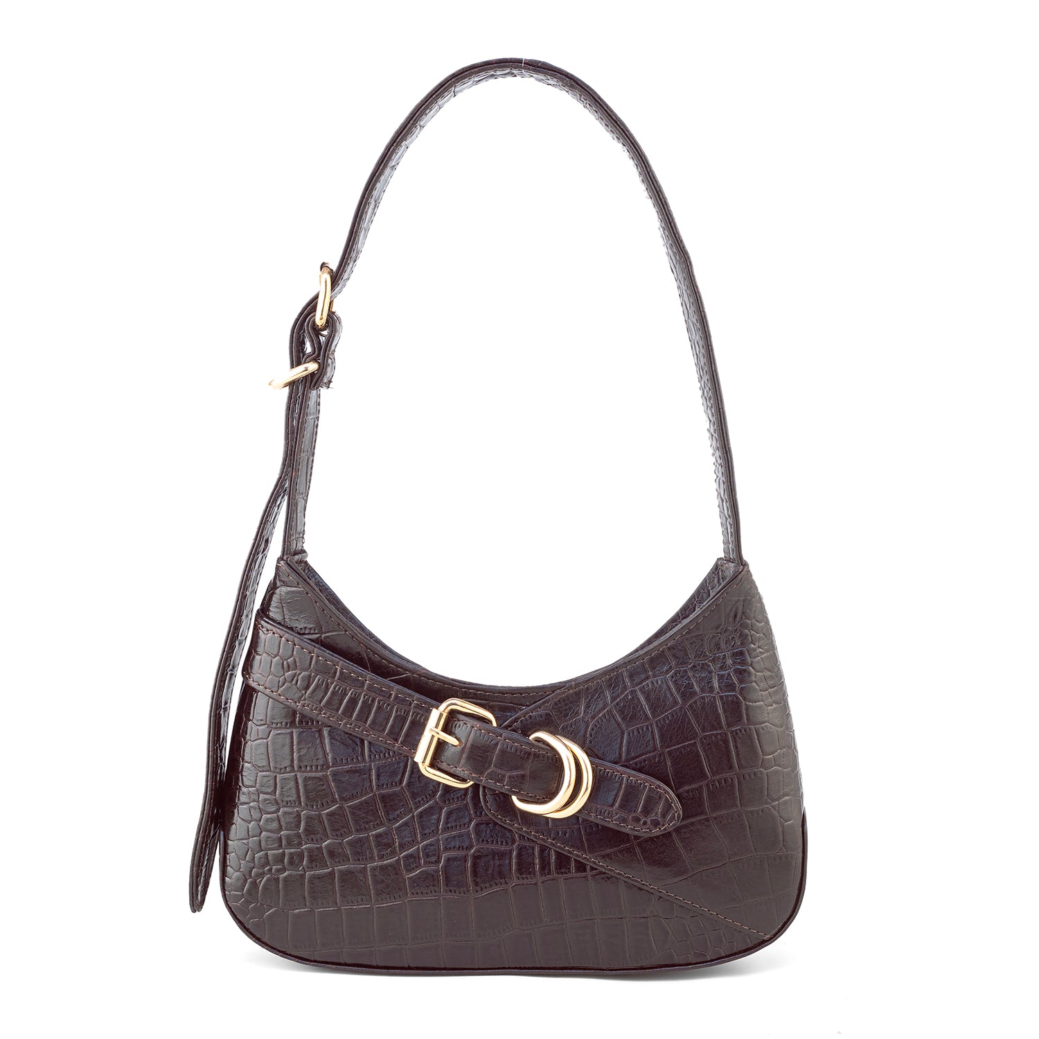 Goatter Genuine Leather  Croco Texture Handbag for Women | Elegant Shoulder Purse with Adjustable Handle
